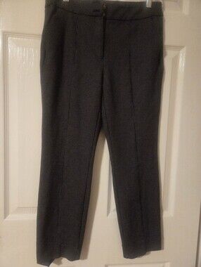 White House Black Market Gray Micro-white Dot Pattern Dress Pants Size 4 EUC